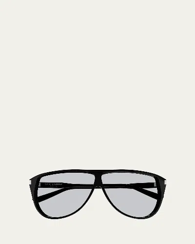 Saint Laurent Gaspar Acetate Aviator Sunglasses In Black