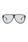 Saint Laurent Gaspar Sunglasses In Black & Light Blue