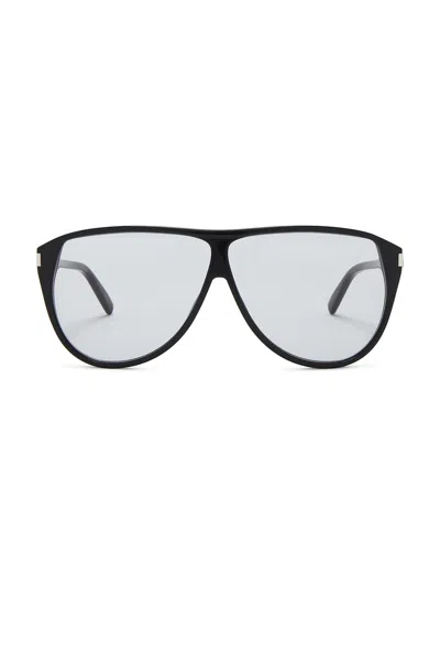 Saint Laurent Gaspar Sunglasses In Black & Light Blue