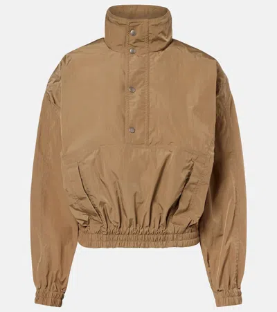 Saint Laurent Gathered Canvas Jacket In Brown
