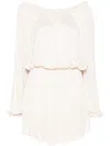 Saint Laurent Gathered Jersey Mini Dress In Neutrals