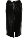 Saint Laurent Knotted Leather Midi Skirt In Schwarz