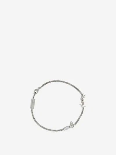Saint Laurent Gemstone Bracelet In Metallic