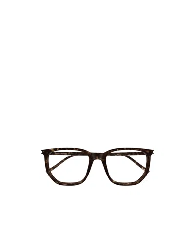 Saint Laurent Geometric-frame Glasses In Black