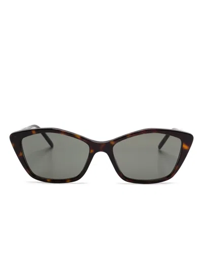 Saint Laurent Geometric-frame Sunglasses In Brown