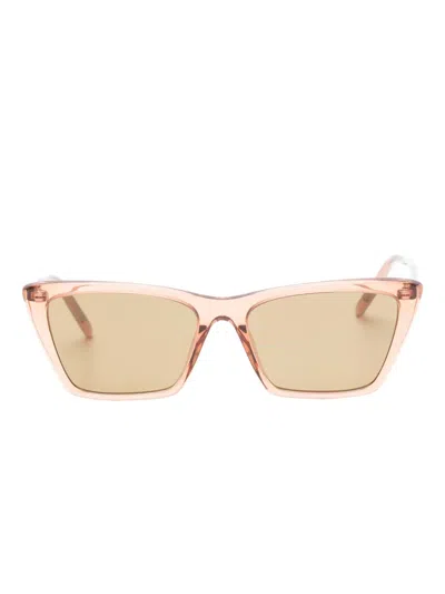 Saint Laurent Geometric-frame Sunglasses In Yellow