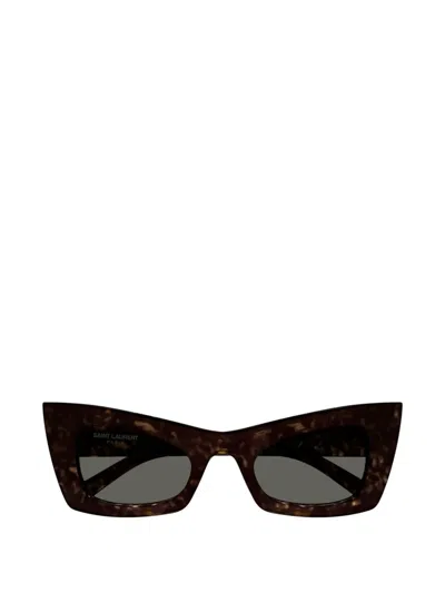 Saint Laurent Geometric-frame Sunglasses In Brown