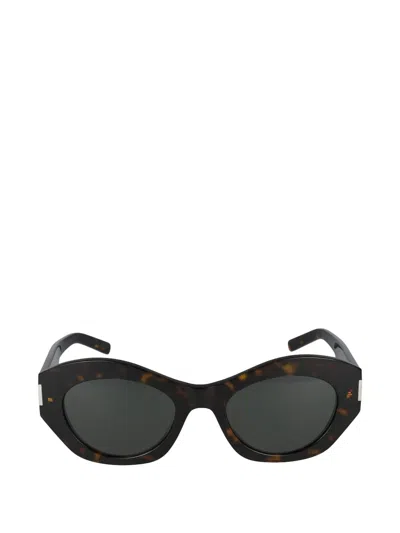 Saint Laurent Geometric-frame Sunglasses In Brown