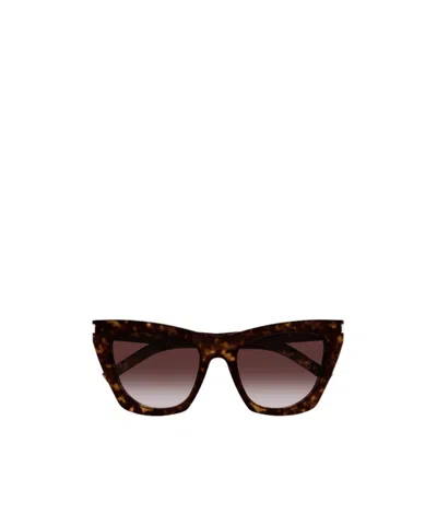 Saint Laurent Sl 214 Kate Cat-eye Sunglasses In Brown