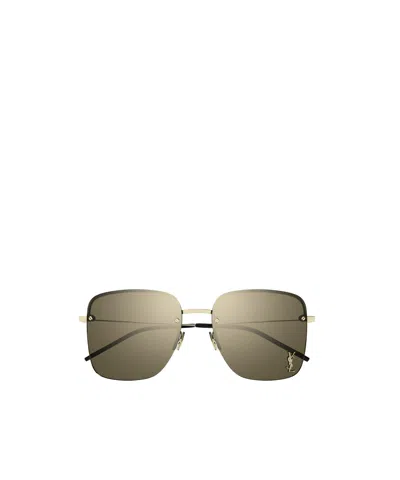 Saint Laurent Geometric Frame Sunglasses In Green