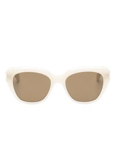 Saint Laurent Geometric-frame Sunglasses In Brown