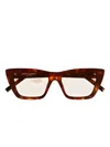 Saint Laurent Sl 276 Mica Linea Sl Logo 064 Light Havana Brown Sunglasses In Red