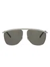 Saint Laurent Victoire Aviator-frame Metal Sunglasses In Gray