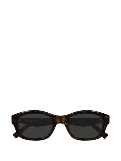 Saint Laurent Geometric-frame Tortoiseshell Sunglasses In Black