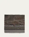 Saint Laurent Geometric Paisley Cashmere Scarf In Pearl Multicolor