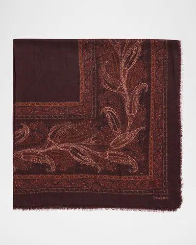 SAINT LAURENT GEOMETRIC PAISLEY CASHMERE SCARF