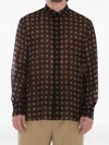 Saint Laurent Shirt With Geometric Pattern In Brown