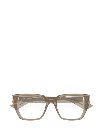 Saint Laurent Geometric-frame Glasses In Neutral