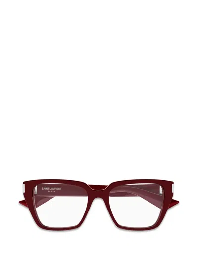 Saint Laurent Geometric-frame Glasses In Red