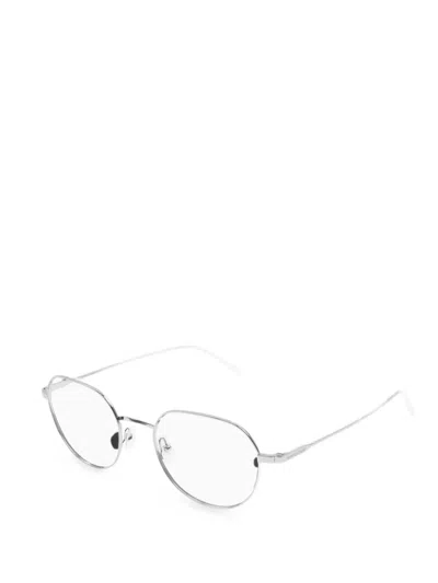 Saint Laurent Geometric-frame Glasses In Silver