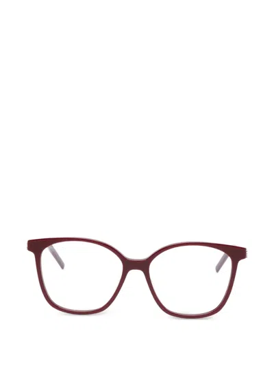 Saint Laurent Geometric-frames Glasses In Burgundy