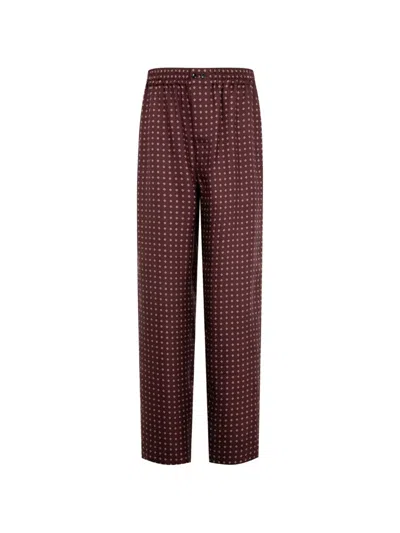 Saint Laurent Geometric-print Straight Trousers In Red