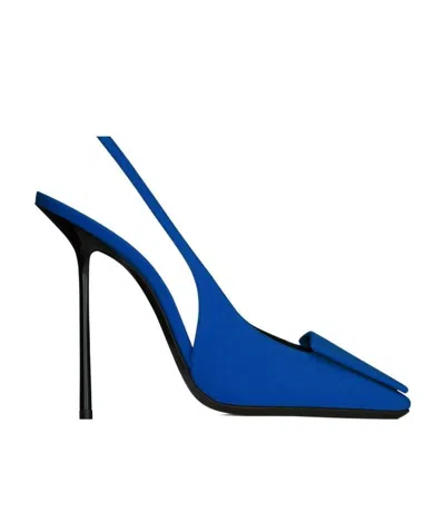 Saint Laurent George Square Toe Pumps In Blue