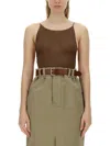 Saint Laurent Women Georgette Bodysuit In Brown
