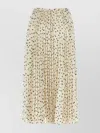Saint Laurent Georgette Pleated Skirt With Polka Dot Print In Cream