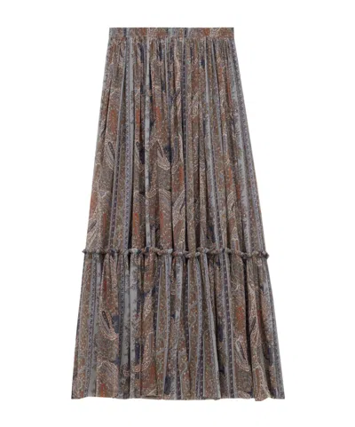 SAINT LAURENT SAINT LAURENT ALL-OVER PATTERNED RUFFLED SKIRT