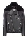 Saint Laurent Leather Biker Jacket Jackets Black In Black