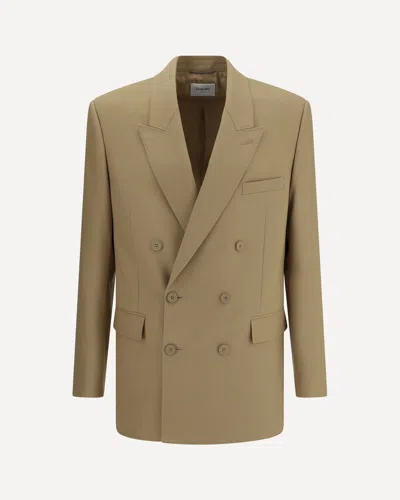 Saint Laurent Men Wool Blazer Jacket In Brown