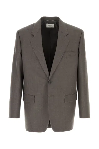 SAINT LAURENT GIACCA IN LANA GRIGIA UOMO