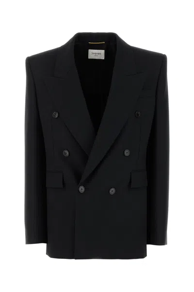 Saint Laurent Giacca In Lana Nera  Donna