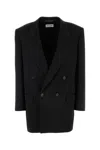 Saint Laurent Giacca In Raso Nero  Donna