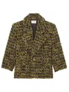 Saint Laurent Multicolor Wool Oves Aries Full-length Jacket In Verde