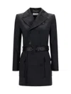 Saint Laurent Black Double-breasted Jacket In Cotton Woman