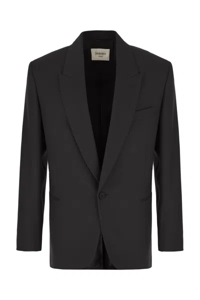 Saint Laurent Black Wool Blazer In Nero