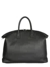 Saint Laurent Full-grain Leather Tote Bag In Black