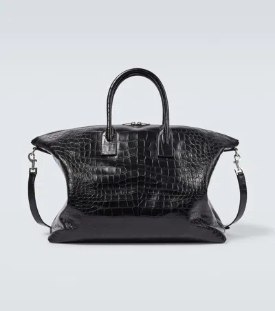 Saint Laurent Giant Croc-effect Leather Tote Bag In Brown