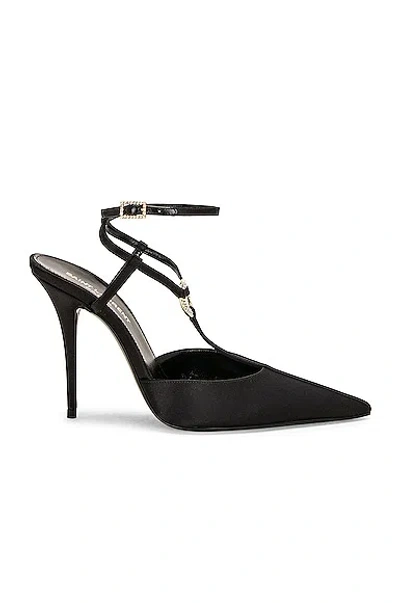 Saint Laurent Gillian Ankle Strap Pump In Nero