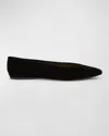 Saint Laurent Gio Velvet Ballet Flats In Black