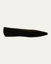 Saint Laurent Gio Velvet Ballet Flats In Black