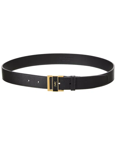 Saint Laurent Gio Leather Belt In Black