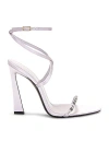 Saint Laurent Gippy 110 Sandal In Poly Grey & Crystal