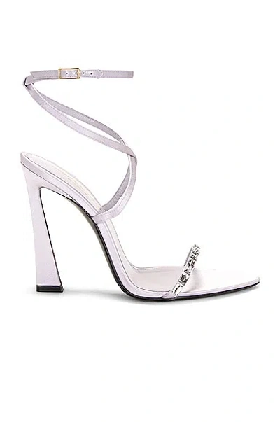 Saint Laurent Gippy 110 Sandal In Poly Grey & Crystal