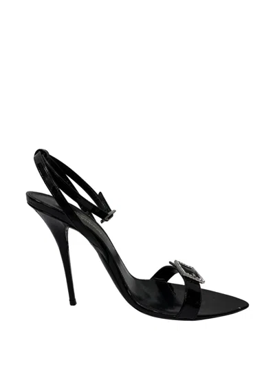 Pre-owned Saint Laurent Gippy Buckle-embellished Sandals In Black