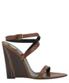 Saint Laurent Gippy Sandals In Brown