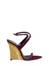 Saint Laurent Gippy Katoucha Sandal In Burgundy