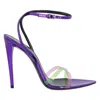 Saint Laurent Gippy Patent Leather And Plexi Sandals Purple In Pink